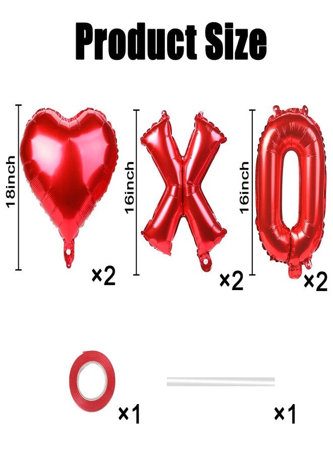 QIHOMPIB 16 Inch Red XOXO Letter Balloons Red Heart Foil Balloons Valentines Day Party Decorations Favors Supplies Valentine Galentines Wedding Ceremonies Bridal Shower Balloon Banner Wall Decor Photo Props - Image 2