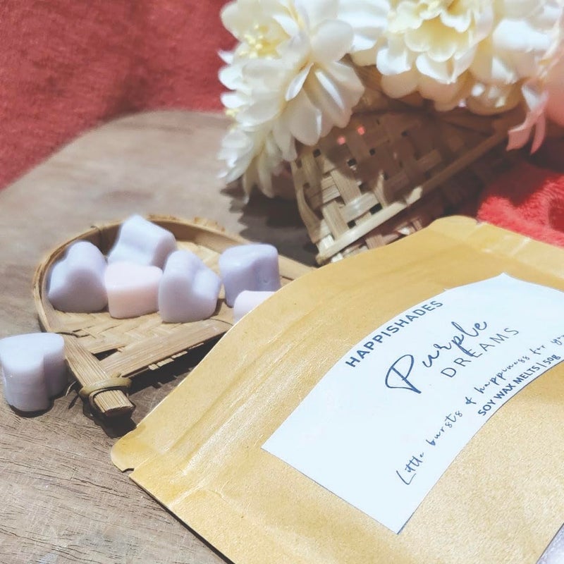 Happishades Premium Lavender Scented Wax Melts 50 Grams Natural Soy Wax Vegan Essential Oil Infused 100150 Hrs Scent Time Safe SmokeFree Easy to Use - Image 1