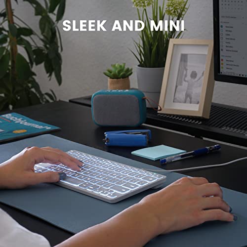 Perixx PERIBOARD-332MW Wired Backlit Scissor Keyboard - Compatible with Mac OS X and iOS Device - Mini 11.22x4.57x0.83 Inches - Scissor Keys with Big Font - White Backlit - Image 4