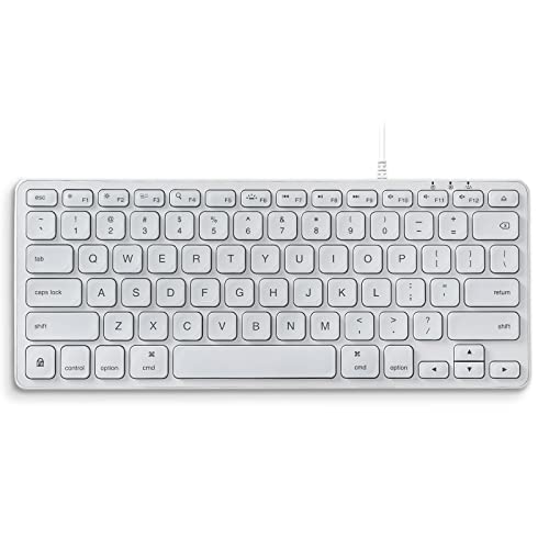 Perixx PERIBOARD-332MW Wired Backlit Scissor Keyboard - Compatible with Mac OS X and iOS Device - Mini 11.22x4.57x0.83 Inches - Scissor Keys with Big Font - White Backlit - Image 1