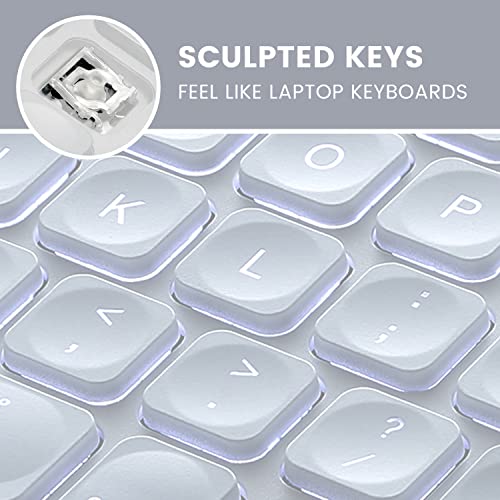 Perixx PERIBOARD-332MW Wired Backlit Scissor Keyboard - Compatible with Mac OS X and iOS Device - Mini 11.22x4.57x0.83 Inches - Scissor Keys with Big Font - White Backlit - Image 3