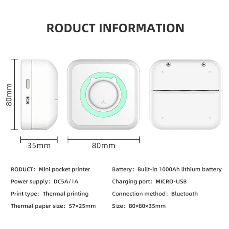 Mini Portable Thermal Printer Small Bluetooth Wireless Po Label Error Correction Pocket Label Gadget - Image 3