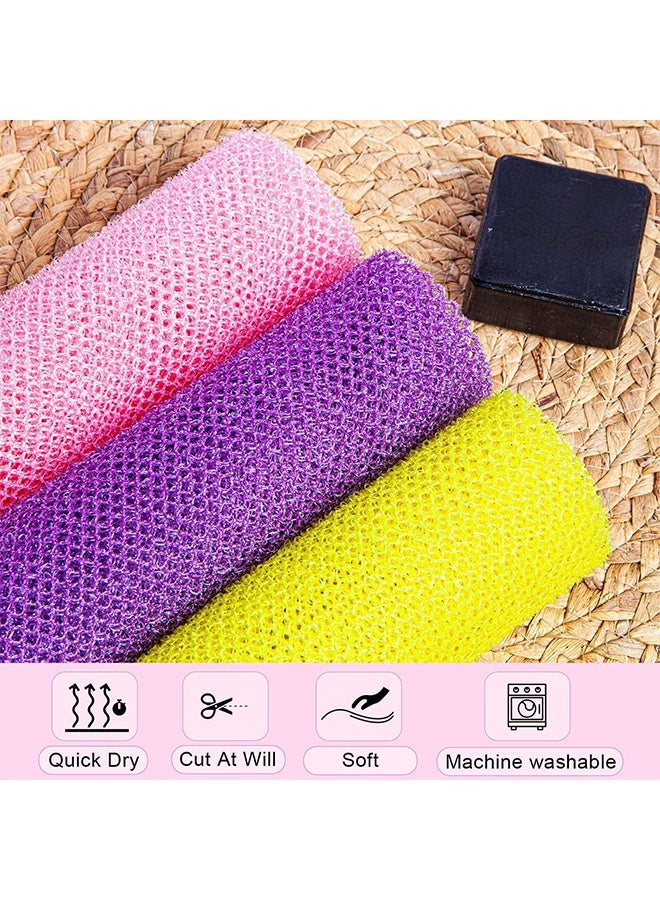 3 Pieces African Net Bath Sponge African Exfoliating Long Body Scrubber Tight Weave Beauty Skin Smoother Tower Bath Cloth Porous Stretches Back Washcloths For Daily Use Or Stocking Stuffer - Image 3