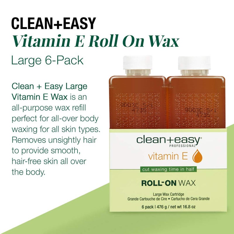 Clean + Easy Clean & Easy Vit E Roll-On Wax 6-pack Large Vitamin E, Net Wt. 16.8 oz - Image 3