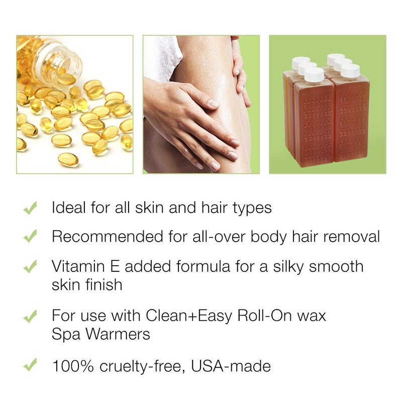 Clean + Easy Clean & Easy Vit E Roll-On Wax 6-pack Large Vitamin E, Net Wt. 16.8 oz - Image 4