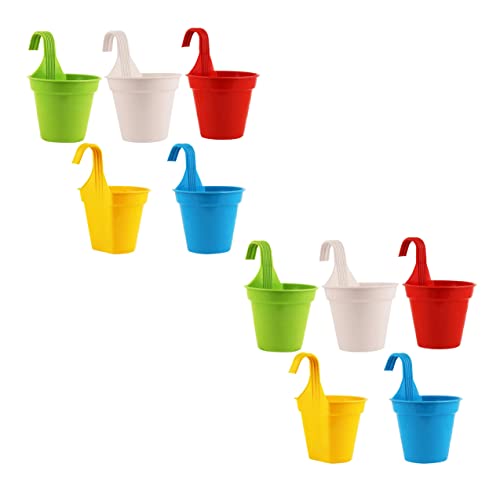 Bianco Plastic Small Hook Hanging Pot for Balcony, Size - 20.5 x 14.5 x 8.5 cm (Pack of 10, Multicolor) - Image 1