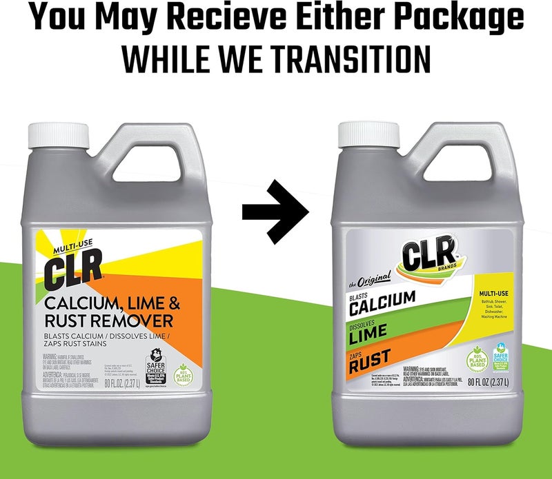 CLR Calcium, Lime & Rust Remover, Blasts Calcium, Dissolves Lime Deposits, Zaps Stubborn Rust Stains and Hard Water Deposits, 80 Ounce Bottle - Image 1