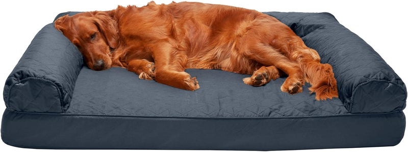 Furhaven Orthopedic Dog Bed for Large Dogs w/Removable Bolsters & Washable Cover, For Dogs Up to 95 lbs - Quilted Sofa - Iron Gray, Jumbo/XL - Image 1