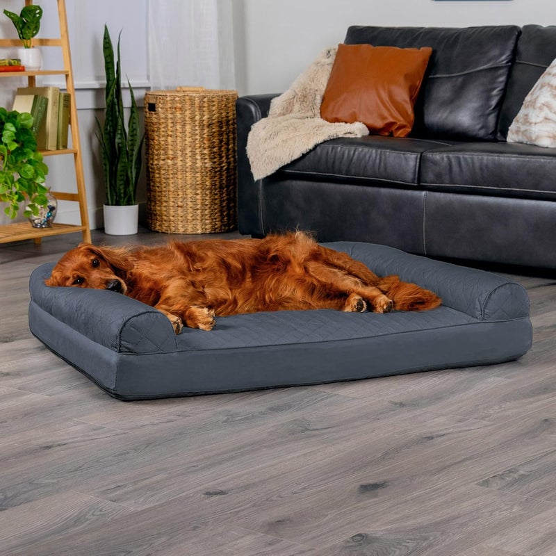 Furhaven Orthopedic Dog Bed for Large Dogs w/Removable Bolsters & Washable Cover, For Dogs Up to 95 lbs - Quilted Sofa - Iron Gray, Jumbo/XL - Image 3