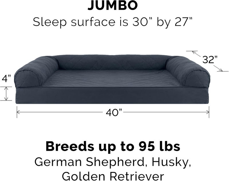 Furhaven Orthopedic Dog Bed for Large Dogs w/Removable Bolsters & Washable Cover, For Dogs Up to 95 lbs - Quilted Sofa - Iron Gray, Jumbo/XL - Image 2