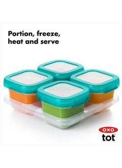 OXO TOT Baby Blocks Freezer Storage Containers (6 Oz.) - Teal  - Image 4