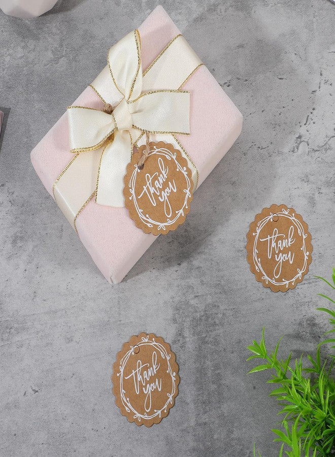Nogeqi 50 Pcs Thank You Tags with String, Round Brown Paper Thankful Gift Tags for Wedding Birthday Party Gifts Baby Shower Bridal Shower, 1.77 X 1.77 in - Image 5