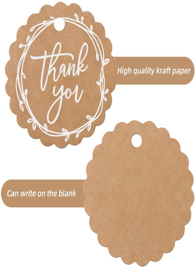 Nogeqi 50 Pcs Thank You Tags with String, Round Brown Paper Thankful Gift Tags for Wedding Birthday Party Gifts Baby Shower Bridal Shower, 1.77 X 1.77 in - Image 3