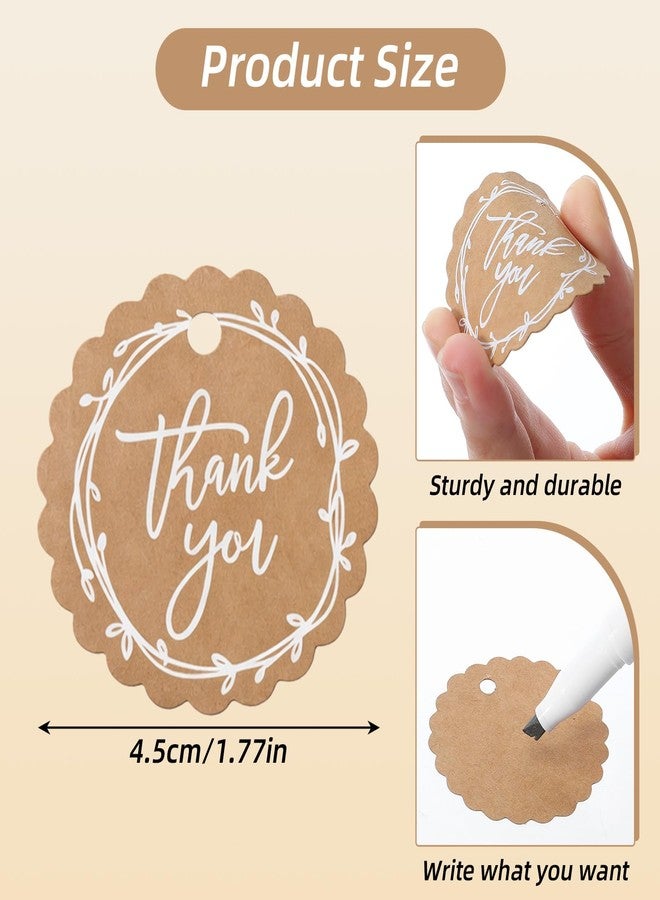 Nogeqi 50 Pcs Thank You Tags with String, Round Brown Paper Thankful Gift Tags for Wedding Birthday Party Gifts Baby Shower Bridal Shower, 1.77 X 1.77 in - Image 2
