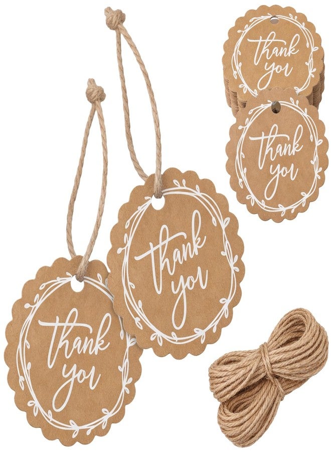 Nogeqi 50 Pcs Thank You Tags with String, Round Brown Paper Thankful Gift Tags for Wedding Birthday Party Gifts Baby Shower Bridal Shower, 1.77 X 1.77 in - Image 4