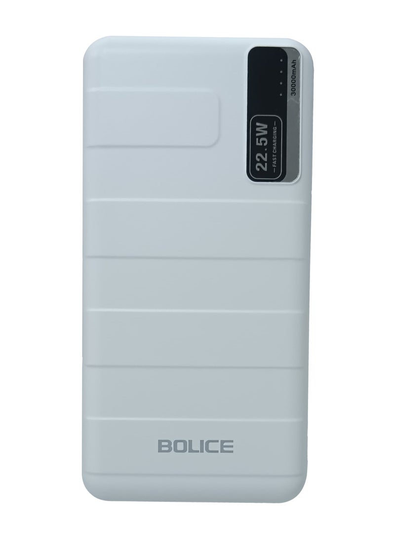 BOLICE BO-32 Power Bank – 30000mAh, 22.5W Fast Charging, Dual Output, White - Image 1
