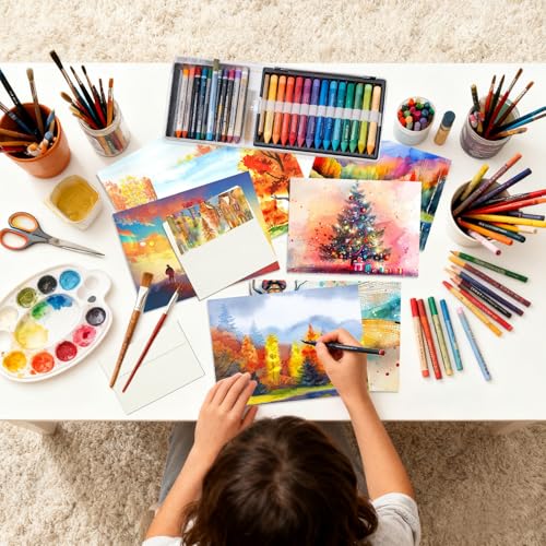 CXIIPOL 60 Sets Foldable Watercolor Paper Cards with Envelopes, 4x6 Inch Watercolor Paper Cards, 140lb/300GSM Watercolor Postcards for Greeting, Christmas, Birthday Wedding Invitations - Image 5