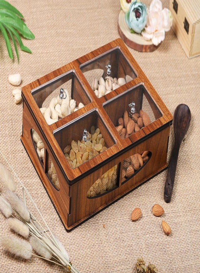 ASCELIO Decorative Dry Fruit Container Box, Mukhwas Box for Home and Office Decoration and Festive Gifting | 4 Compartment Gifting Box Made with Acrylic Leads and MDF - Image 3