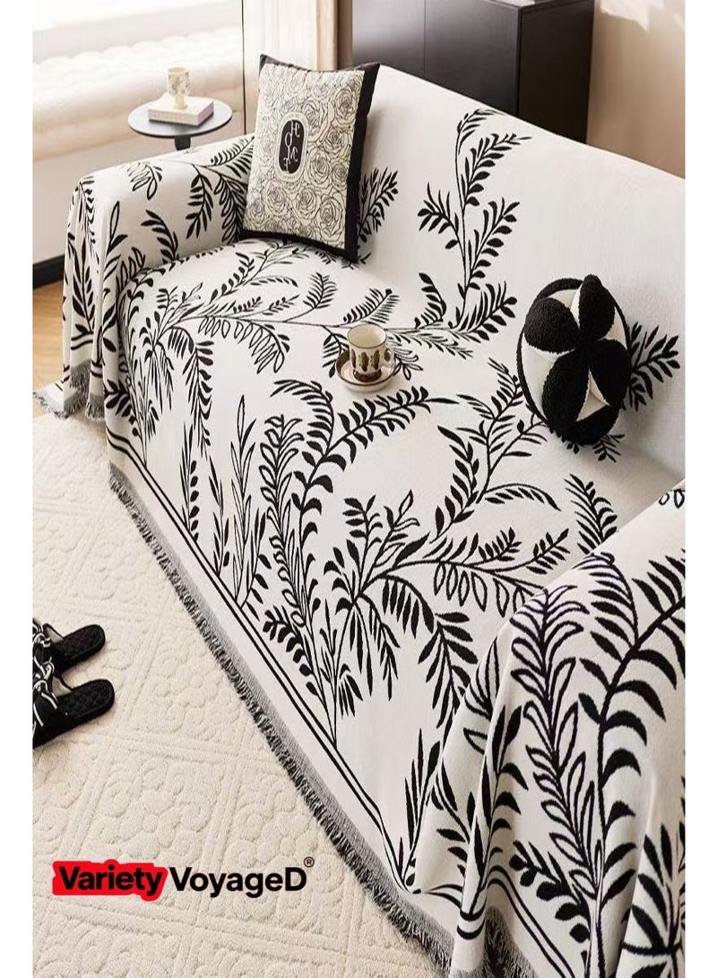 VarioNest 180*180CM Double Sided Chenille Sofa Cover, Stylish Sofa Cover, Chenille Furniture Sofa Cover Towel, Four Seasons Chenille Sofa Cover Available Both Sides - Image 1