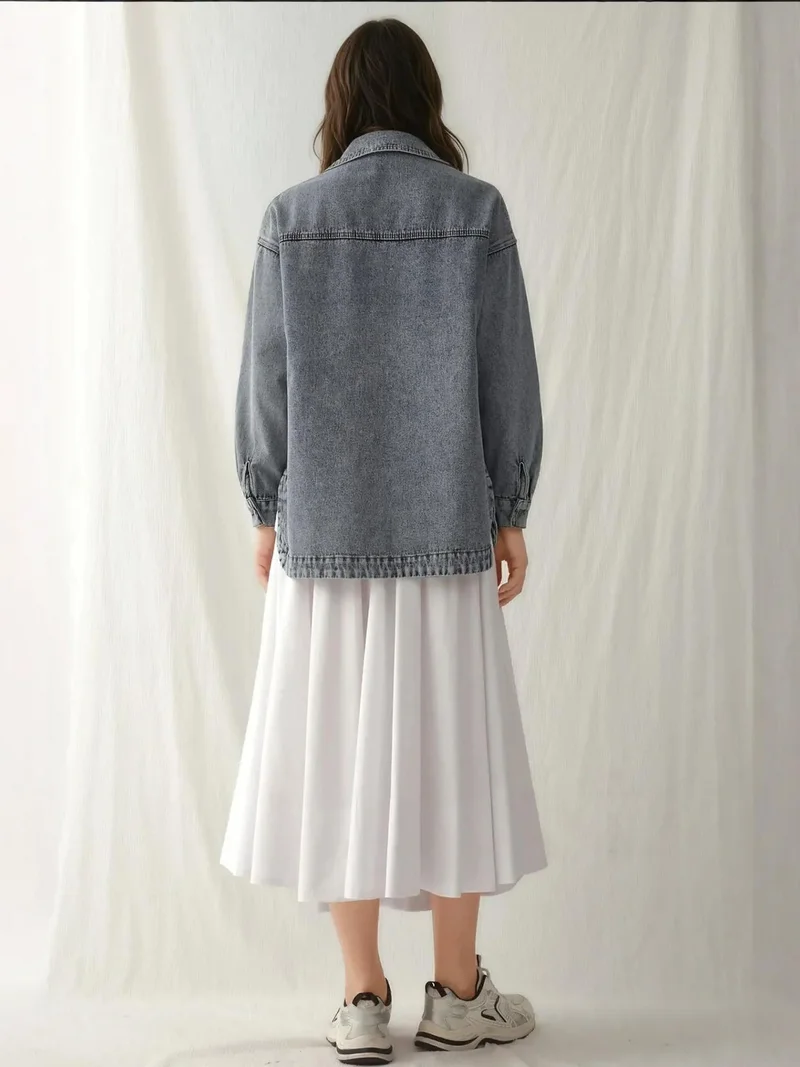 بيغ دارت BDART Oversized Denim Jacket with Shirt Collar and Pockets