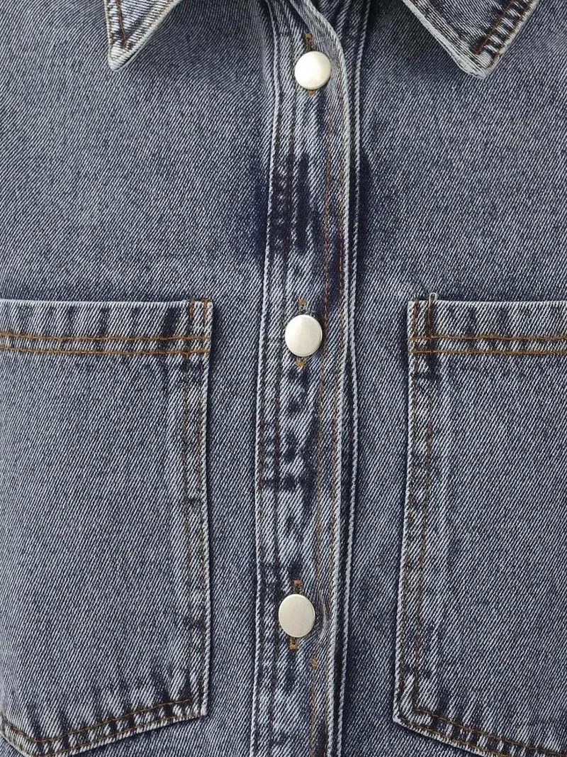 Big Dart Ice Blue BDART Oversized Denim Jacket with Shirt Collar and Pockets for Women | Best Price UAE