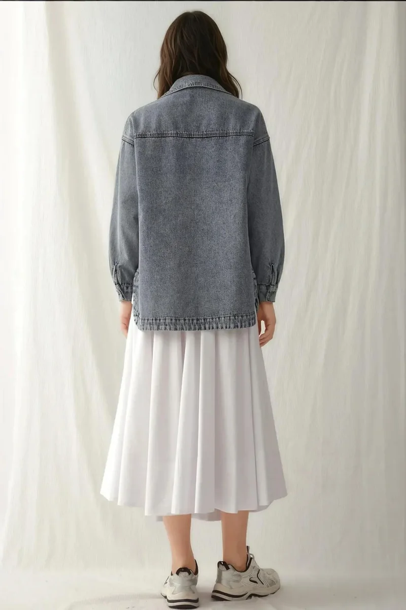 بيغ دارت BDART Oversized Denim Jacket with Shirt Collar and Pockets
