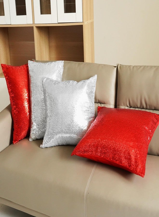 Poise3EHome 18x18inches Sequin Throw Pillow Covers Silver Decorative Pillow Cases for Couch, Bed, Living Room, Christmas (Silver, 2PCS) - Image 3