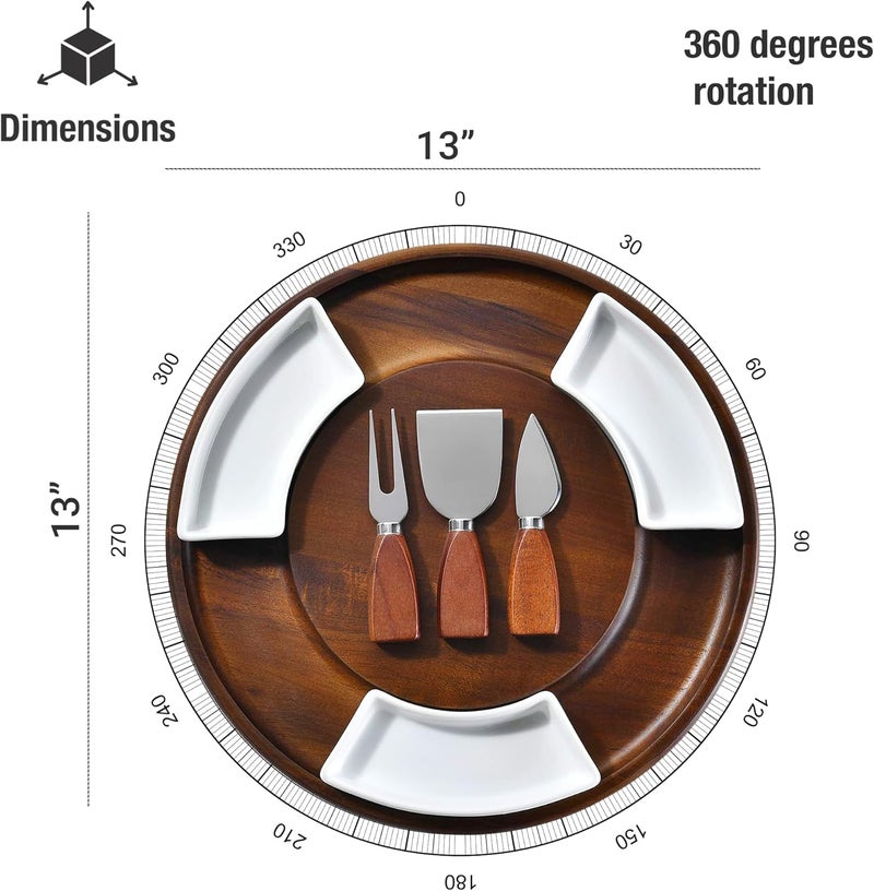 Shanik لوحة جبن شانيك لذيذة دوارة من خشب الأكاسيا - Image 4