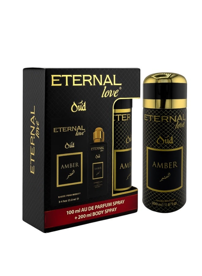 Eternal Love 100ml Oud Amber EDP Spray + 200ml Body Spray