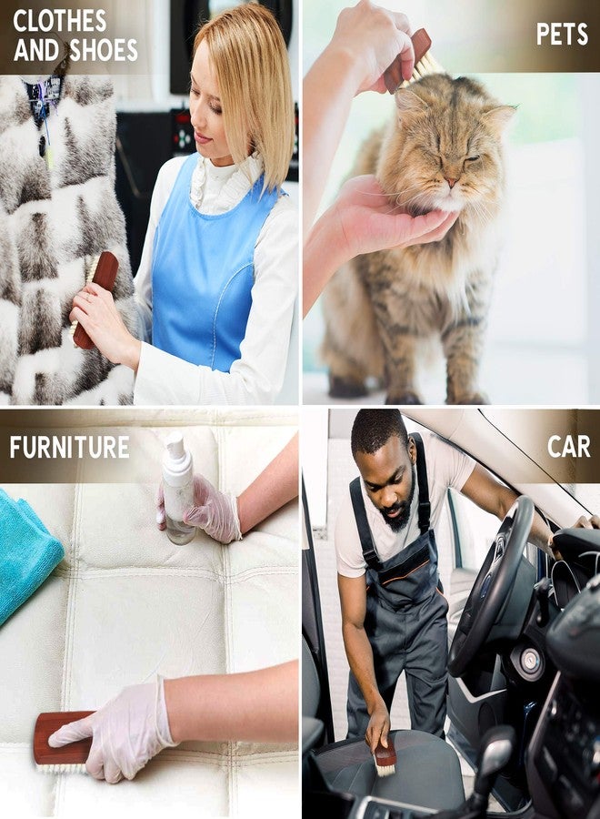 كونيكس فرشاة إزالة الوبر من الخشب الداكن من كونيكس للملابس والكشمير وحقائب اليد - متينة، صغيرة الحجم، بتصميم كلاسيكي - شعيرات صناعية، مقبض خشبي بيج - Image 4