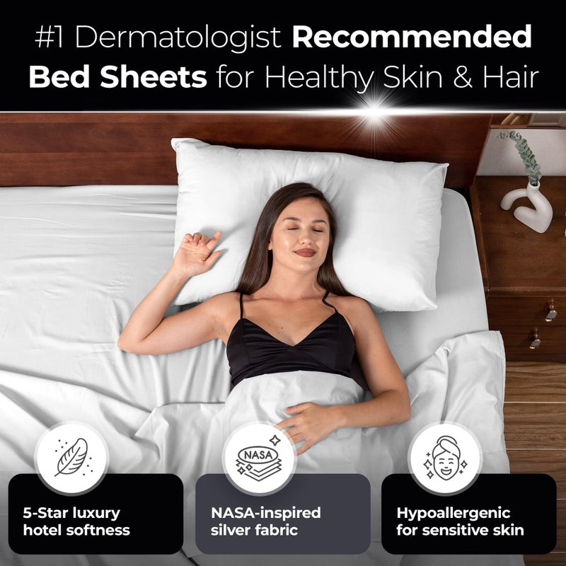 Silvery Silver Infused Bed Sheets Set - Ultra-Soft Temperature-Regulating Fabric with Self-Cleaning Technologyâ„¢ That Stays Fresh 3X Longer for Hygienic Sleep - Image 3
