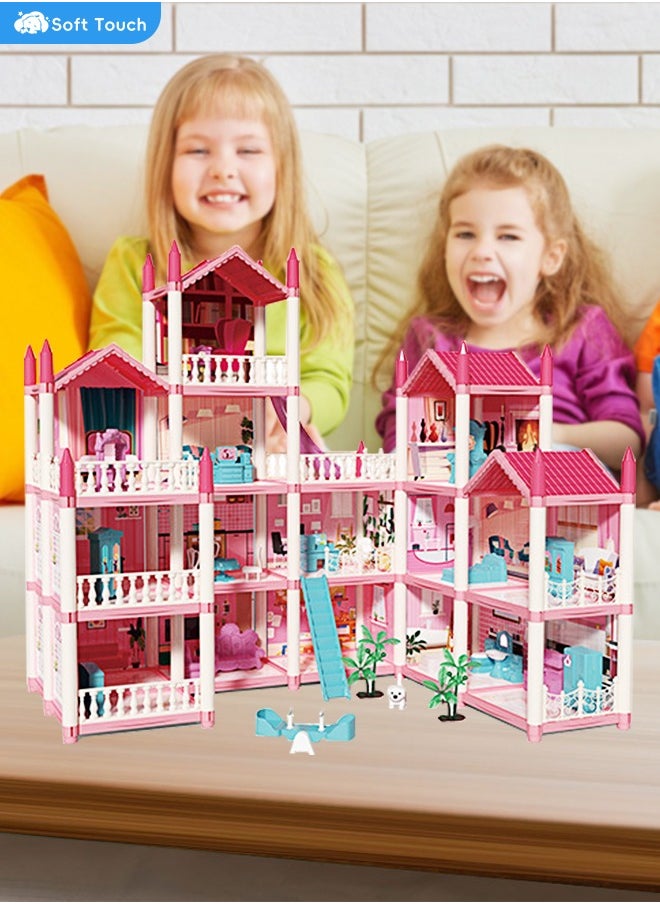 Soft Touch Doll House Toys Pretend Toys Big Size 4 Floors 16 Rooms  Dreamhouse Building Set DIY Building Playset Gift for Girls  - Image 2