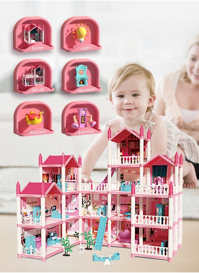 Soft Touch Doll House Toys Pretend Toys Big Size 4 Floors 16 Rooms  Dreamhouse Building Set DIY Building Playset Gift for Girls  - Image 3