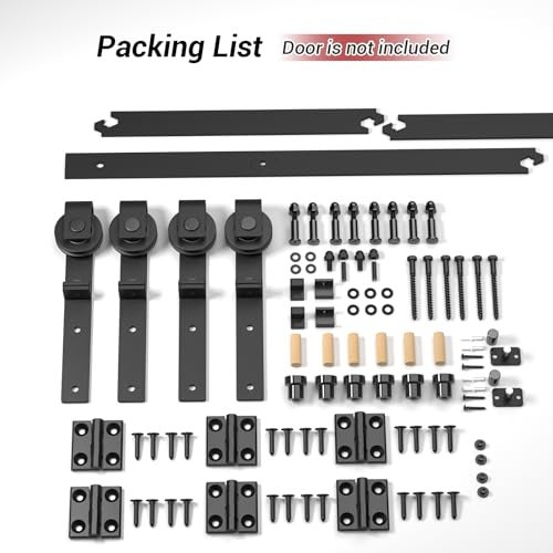 CCJH 5FT/60'' Bi-Folding Barn Door Hardware Sliding Track kit Heavy Duty for 4 Doors-No Wood Door，Hardwware Only - Image 5