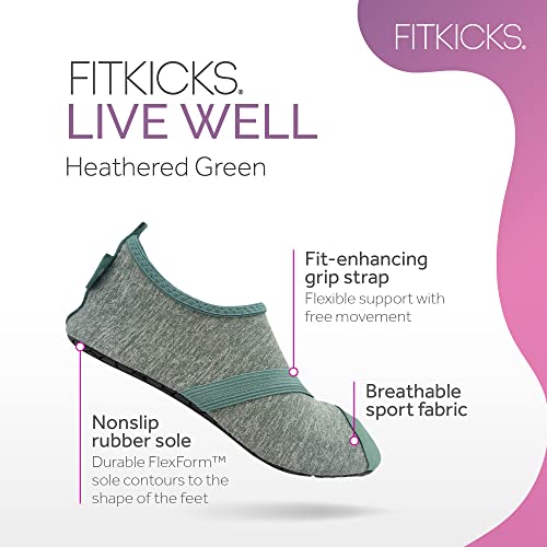 FITKICKS Original Womens Foldable Active Lifestyle Minimalist Footwear Barefoot Yoga Sporty Water Shoes Green Small - Image 3