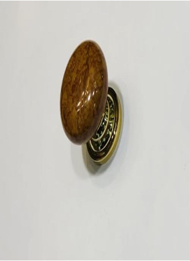 Generic - Kitchen And Cabinet Handle Button, Light Brown Veined In Dark Brown, Brass Material, Brass Made In Taiwan, Small Button - Image 1