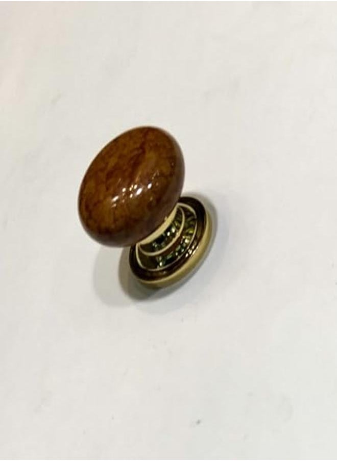 Generic - Kitchen And Cabinet Handle Button, Light Brown Veined In Dark Brown, Brass Material, Brass Made In Taiwan, Small Button - Image 1