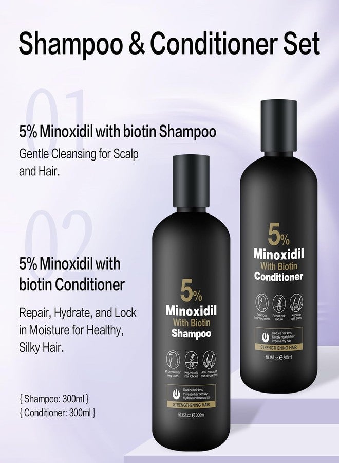 Minoxidil Shampoo & Conditioner Set for Hair Growth – Biotin, Ginseng & Ginger – Supports Thicker, Fuller Hair – Scalp Care Formula – For Men & Women – 600ml Duo - Image 5