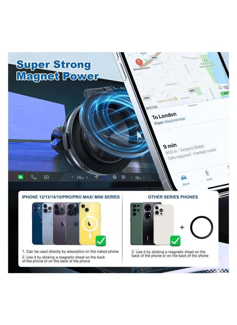 ELTRAZONE Magnetic Vacuum Suction Car Phone Holder Mount C1 (Black) – 360° Rotating Universal Mount with Strong Suction for Car, Kitchen, Mirror, Gym, Shower & All Smooth Surfaces – Compatible with iPhone & Android Devices - Image 3