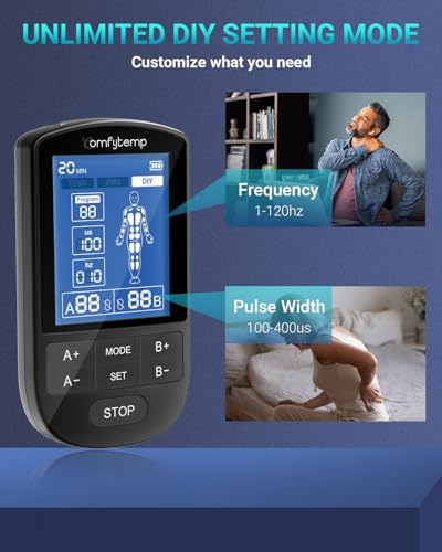 Comfytemp TENS Unit Muscle Stimulator for Pain Relief Therapy, FSA HSA Eligible TENS Machine, 20 & DIY Modes, Dual Channel EMS Unit, Pulse Muscle Massager for Back, Shoulder, Sciatica, Christmas Gifts - Image 4