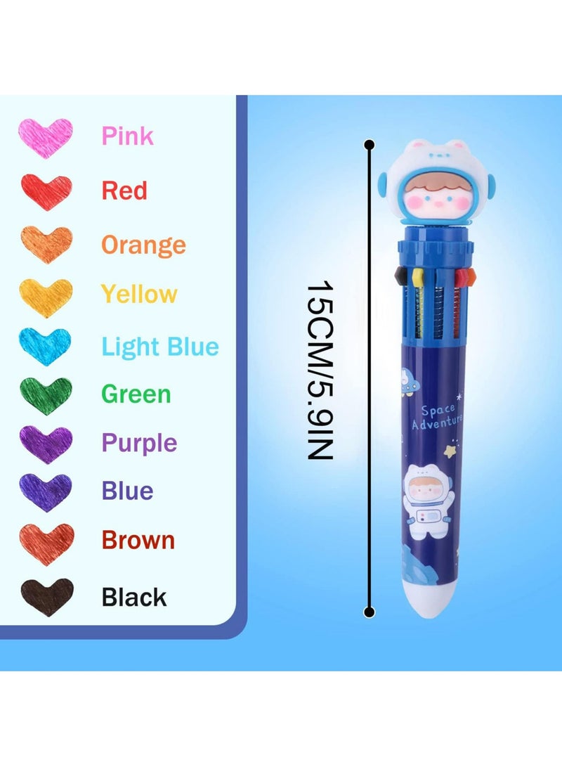 CMGTYYD 6 Pack 10-in-1 Multicolor Ballpoint Pen, 10 Colored Retractable Animal Ballpoint Pens, Cute Cartoon Barrel Ballpoint Pen for Office School Supplies Students Cute Animal Children Gift - Image 2