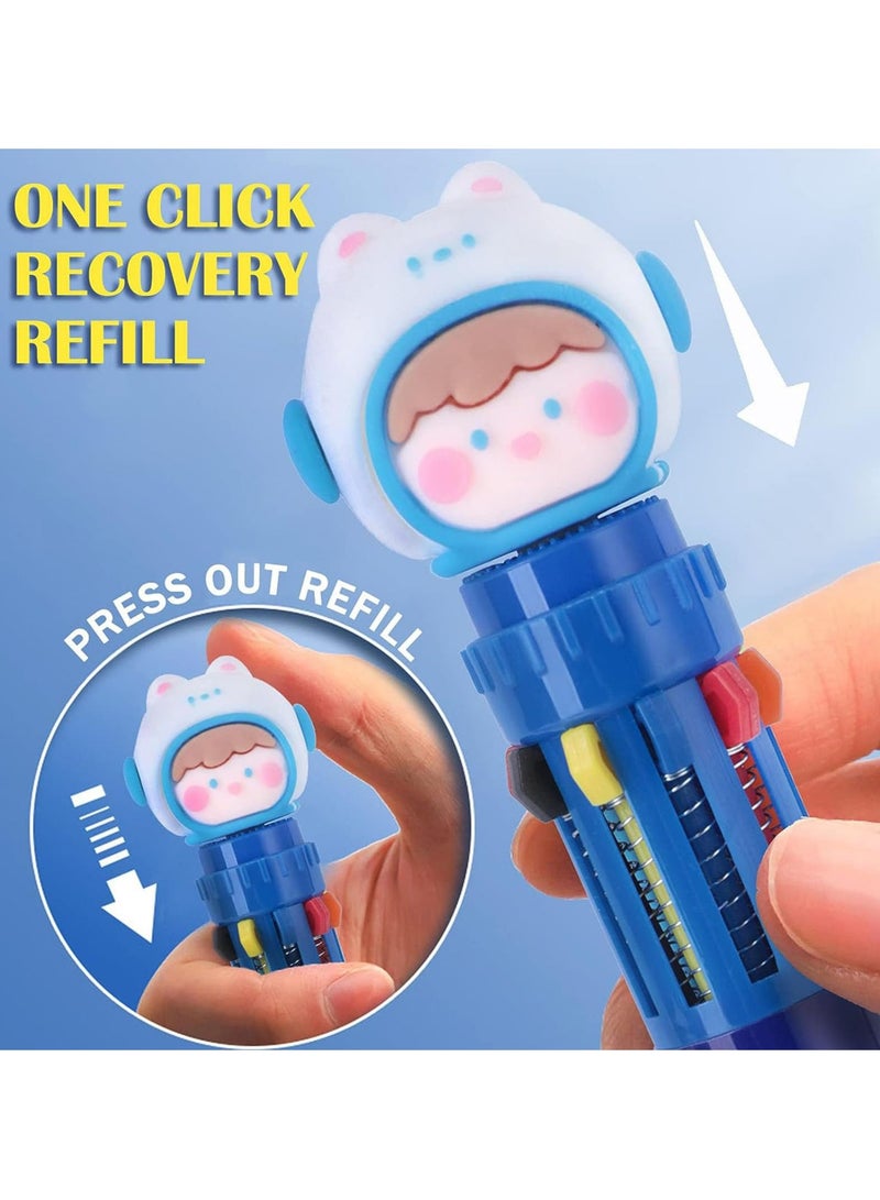 CMGTYYD 6 Pack 10-in-1 Multicolor Ballpoint Pen, 10 Colored Retractable Animal Ballpoint Pens, Cute Cartoon Barrel Ballpoint Pen for Office School Supplies Students Cute Animal Children Gift - Image 3