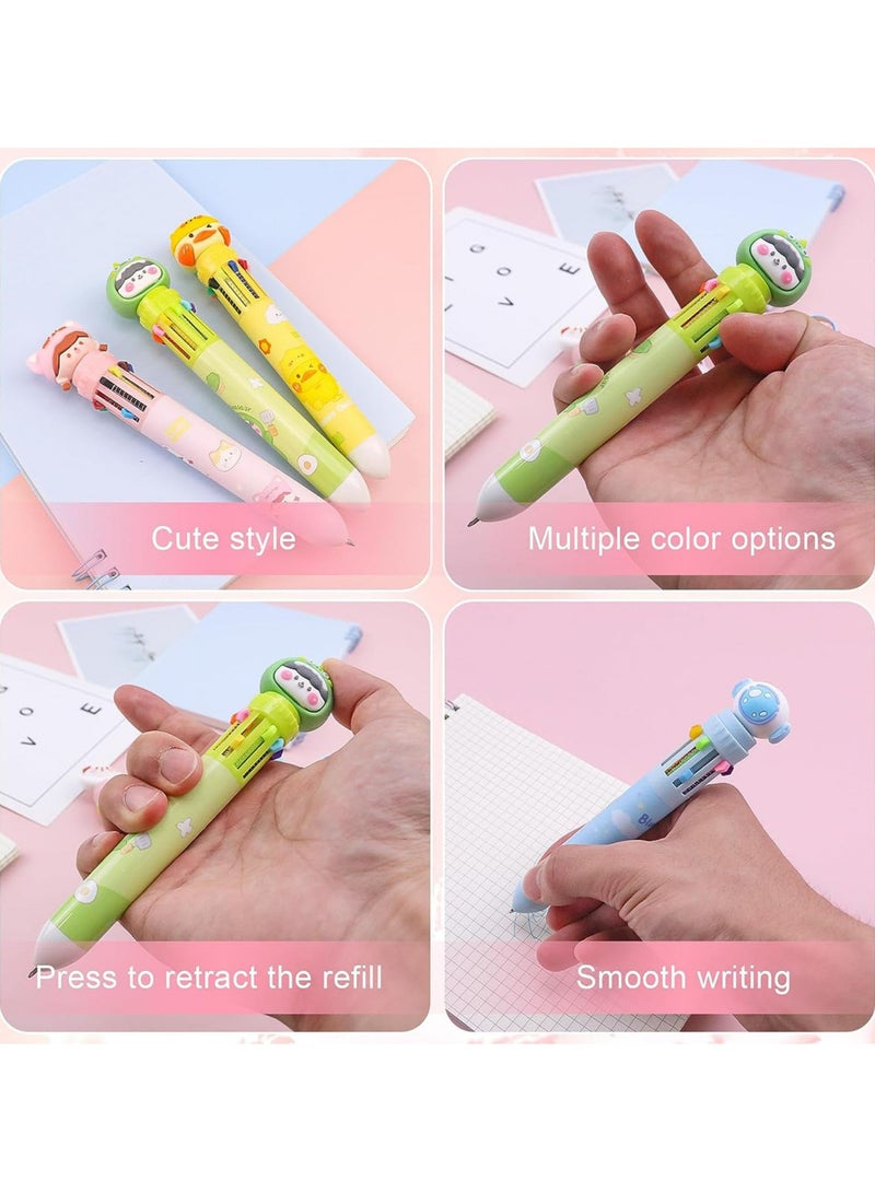 CMGTYYD 6 Pack 10-in-1 Multicolor Ballpoint Pen, 10 Colored Retractable Animal Ballpoint Pens, Cute Cartoon Barrel Ballpoint Pen for Office School Supplies Students Cute Animal Children Gift - Image 5