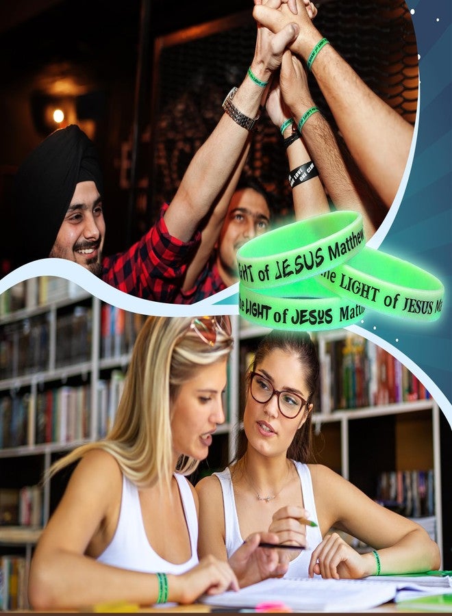 PullCrease 50 Pcs Shine with the Light of Jesus Glow in the Dark Wristband, Christian Matthew 5: 16 Religious Bracelet Christmas Silicone Rubber Wristband for Xmas Party Sunday School Church Supplies - Image 5