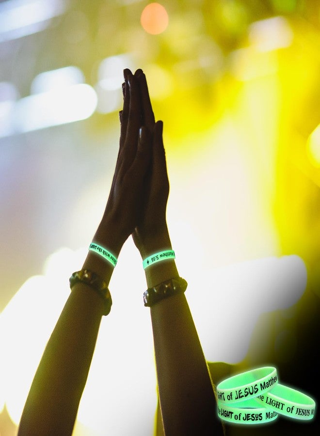 PullCrease 50 Pcs Shine with the Light of Jesus Glow in the Dark Wristband, Christian Matthew 5: 16 Religious Bracelet Christmas Silicone Rubber Wristband for Xmas Party Sunday School Church Supplies - Image 4