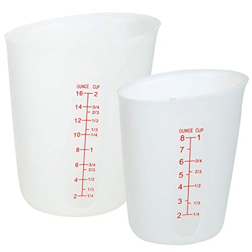 Szxc Silicone Flexible Measuring Cups Set for Epoxy Resin, Butter, Chocolate & More - 2 Cup + 1 Cup - Melt Stir Squeeze & Pour - BPA Free - Dishwasher Safe - Standard & Metric Measurment Markings - Image 2