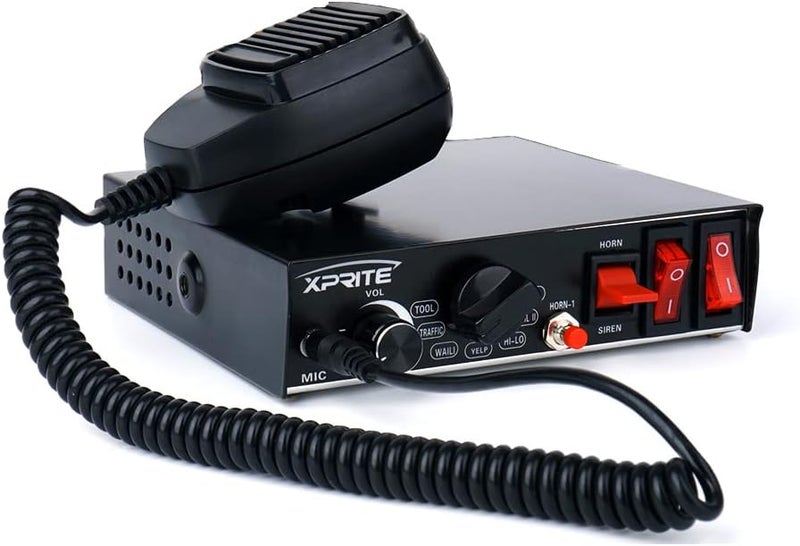 Xprite 200 Watt 8 Tones Emergency Warning Siren PA System Kit with Handheld Microphone & Light Control Switches - Image 1