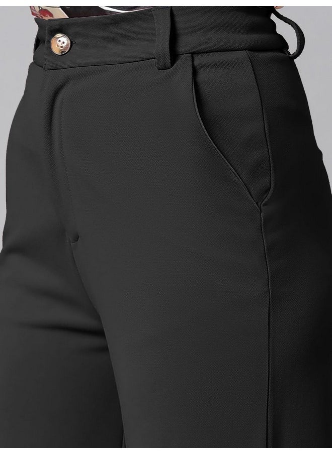 Kotty KOTTY Womens Cotton Blend Straight Fit Trousers Jade Black  - Image 5