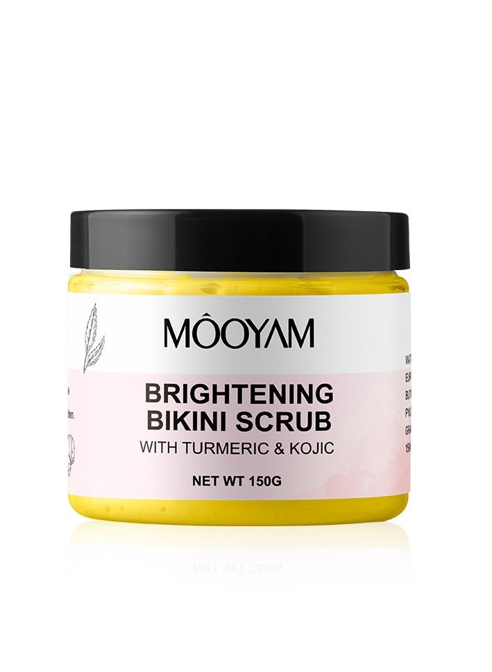 MOOYAM Brightening Bikini Scrub With Turmeric & Kojic ,Area Exfoliator, Turmeric and Kojic Brightening Body Scrub for Ingrown Hair Treatment – Exfoliating Bump Eraser for Inner Thighs, Bikini Line, and Armpits (150G) - Image 1