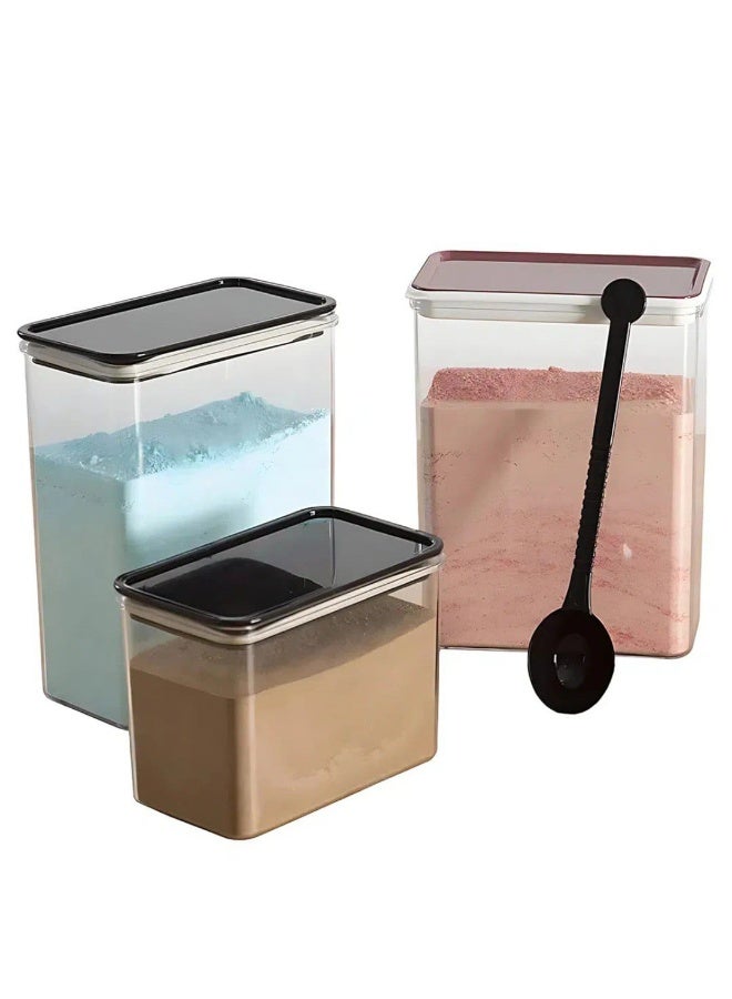 3-piece acrylic storage box set with acrylic lid and very tight rubber frame for storing legumes. The set consists of 3 pieces in different sizes (small box 0.75Lt + medium box 1.7Lt + large box 2.6Lt) - Image 3